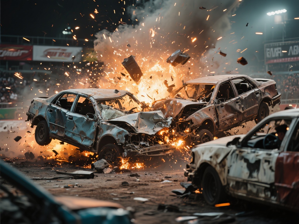 报废车撞车赛的魅力主要体现在两个方面：绝